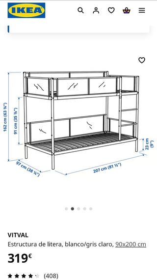 Literas Ikea Vitval - Blanco y Gris