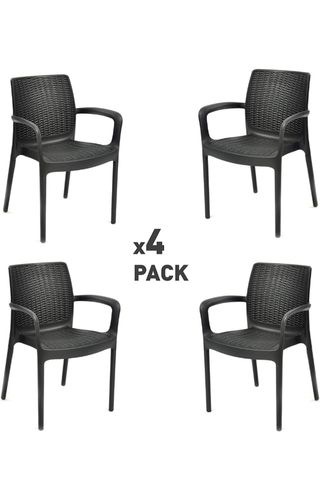 4 Sillas Keter Bali Jardín Negro