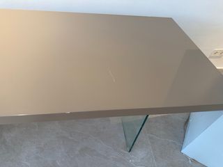 Mesa escritorio diseño beige - cristal, madera