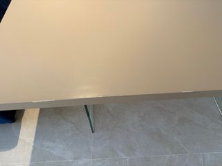 Mesa escritorio diseño beige - cristal, madera