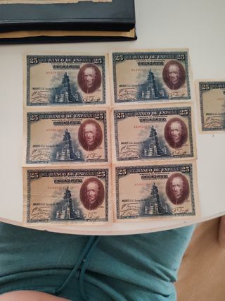 6 Billetes 25 Pesetas España 1928