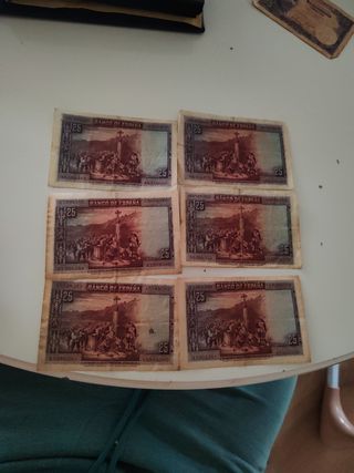 6 Billetes 25 Pesetas España 1928