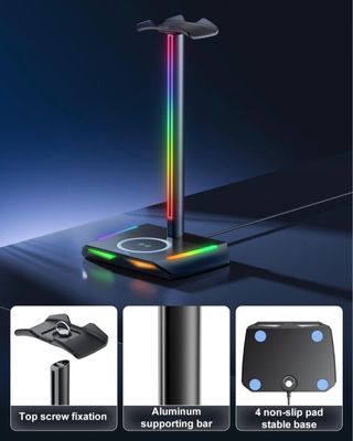 Soporte Auriculares RGB con Carga Inalámbrica