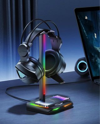 Soporte Auriculares RGB con Carga Inalámbrica
