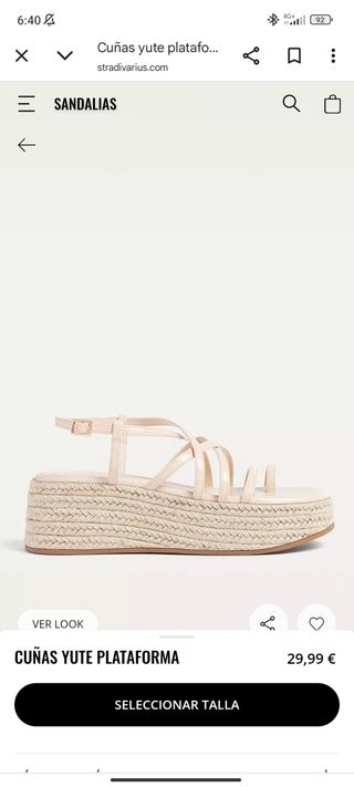 Sandalias cuña beige Stradivarius verano 2025