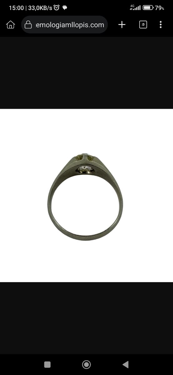 Anillo solitario oro blanco 19k con Brillante