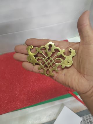 3 Embellecedores bronce antiguos para cómoda, vitr