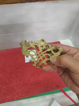 3 Embellecedores bronce antiguos para cómoda, vitr