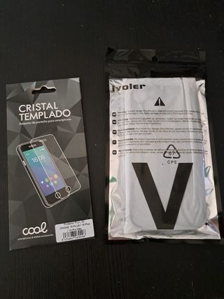 Funda y Cristal iPhone 15 Plus  Negra Translúcida