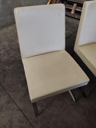 4 Sillas Comedor Cuero Blanco