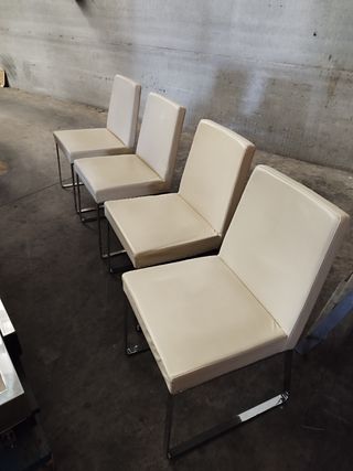 4 Sillas Comedor Cuero Blanco