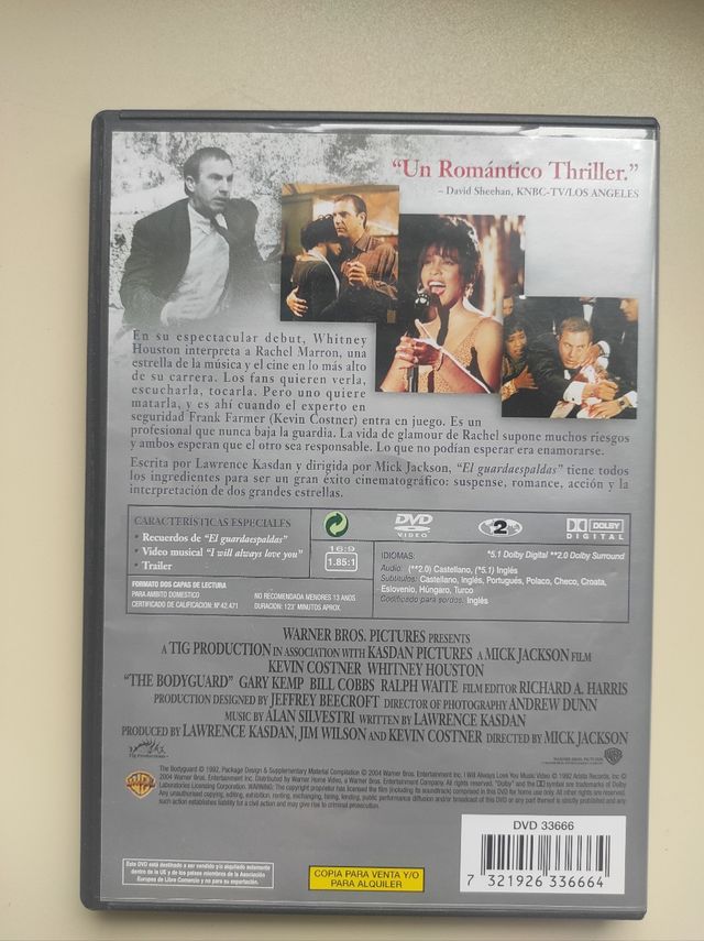 El Guardaespaldas DVD Whitney Houston