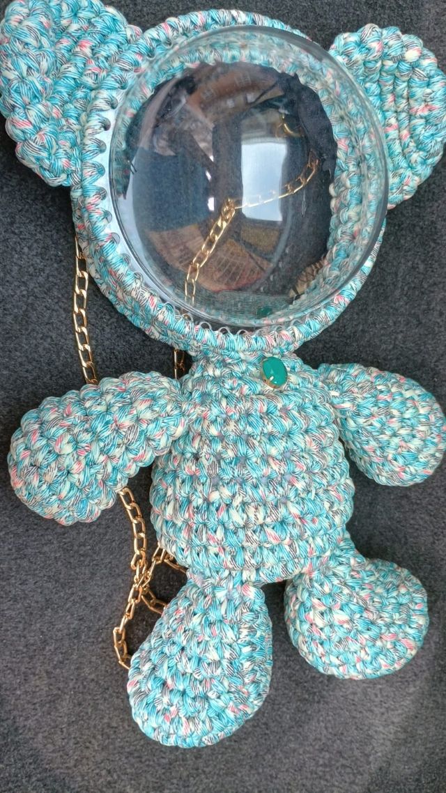 Borsa uncinetto a mano, rosa-turchese
