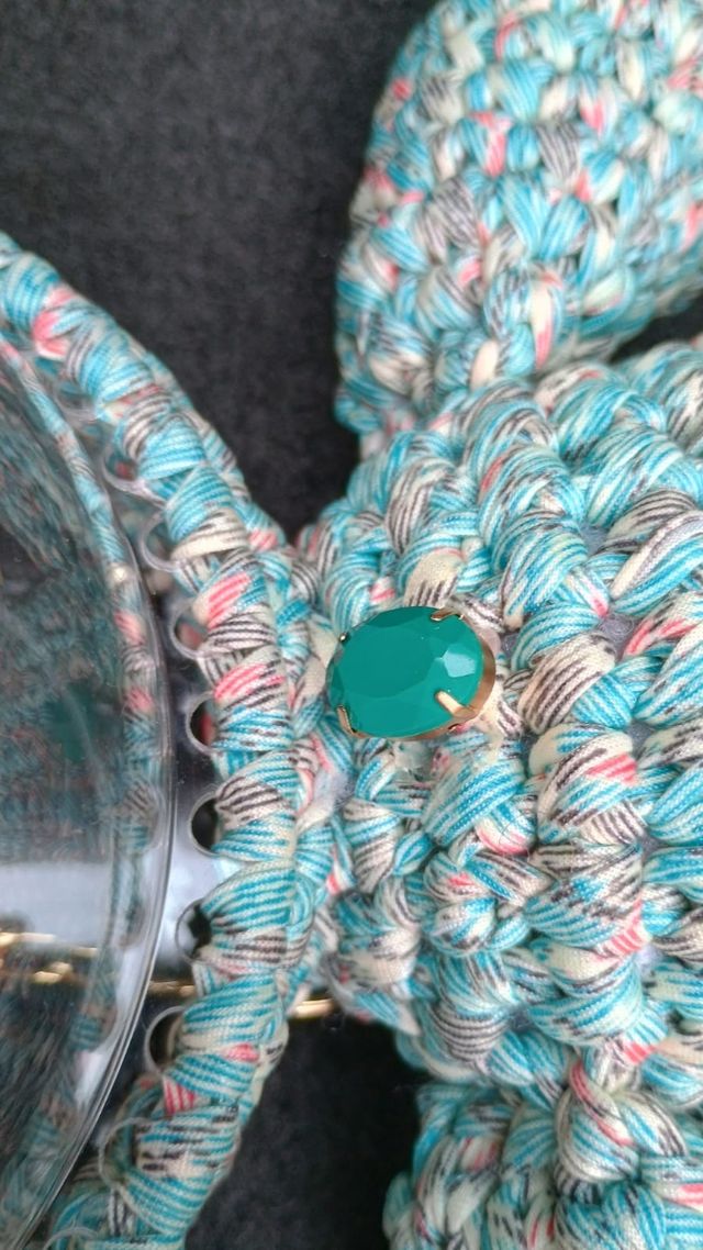 Borsa uncinetto a mano, rosa-turchese