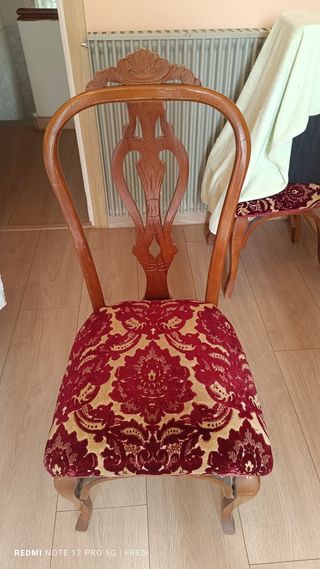 6 sillas antiguas - terciopelo rojo