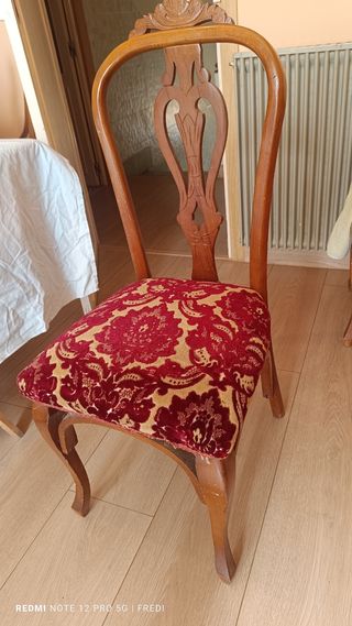 6 sillas antiguas - terciopelo rojo