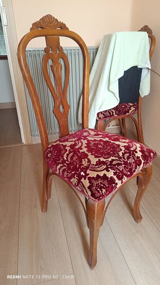 6 sillas antiguas - terciopelo rojo