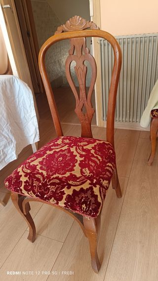 6 sillas antiguas - terciopelo rojo
