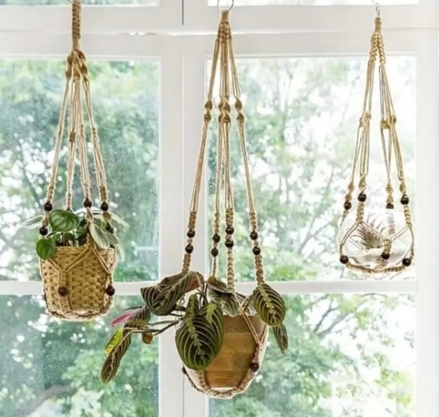 3 Colgadores Macramé para macetas