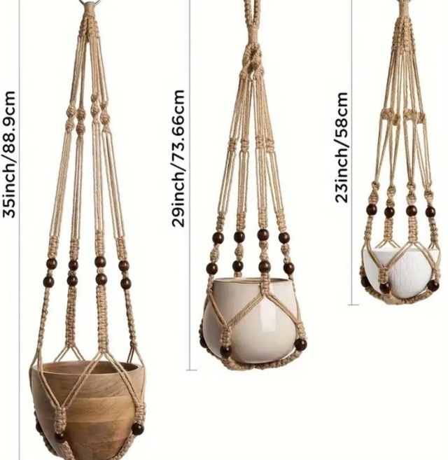 3 Colgadores Macramé para macetas
