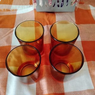 Vasos vintage ámbar (4 unidades)