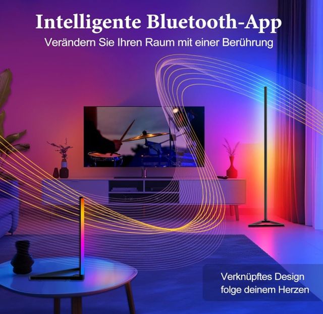 Lámpara de pie LED 140 cm negra, multicolor NUEVA