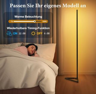 Lámpara de pie LED 140 cm negra, multicolor NUEVA