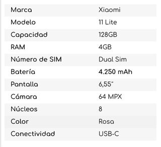 Xiaomi 11 Lite 5G NE 128GB Rosa