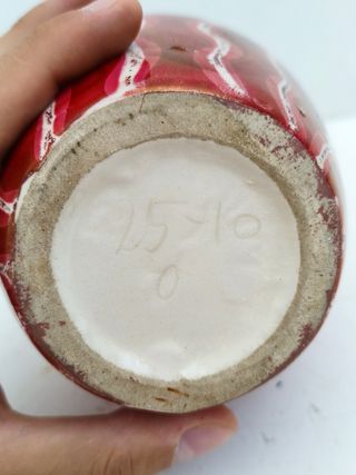 Vaso di fiori in Ceramica Rosso e Oro