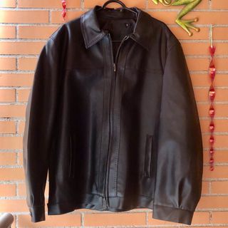Chaqueta cuero negra vintage oversize - Talla L