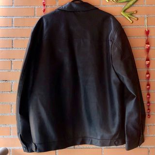 Chaqueta cuero negra vintage oversize - Talla L