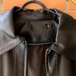 Chaqueta cuero negra vintage oversize - Talla L