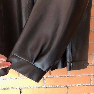 Chaqueta cuero negra vintage oversize - Talla L