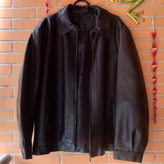 Chaqueta cuero negra vintage oversize - Talla L