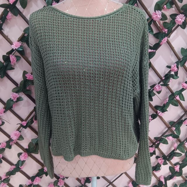 Jersey punto verde oliva mujer