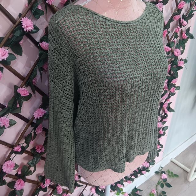 Jersey punto verde oliva mujer