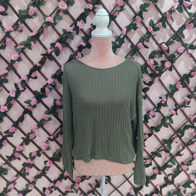 Jersey punto verde oliva mujer
