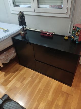 Tocador 120X44X70 con espejo  60x89cm - Negro/Marr
