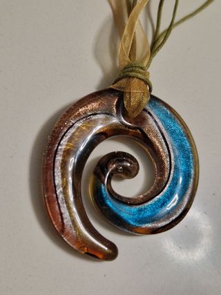 Collana vetro soffiato blu-marrone