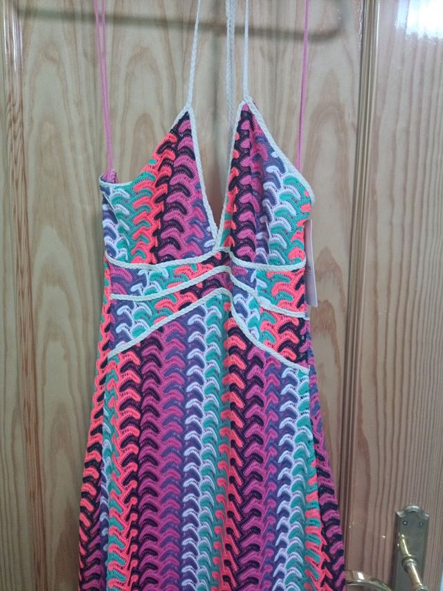 Vestido largo multicolor crochet