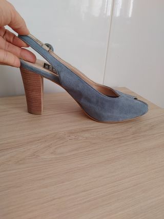Zapatos tacón azul mujer