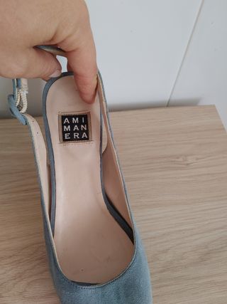 Zapatos tacón azul mujer