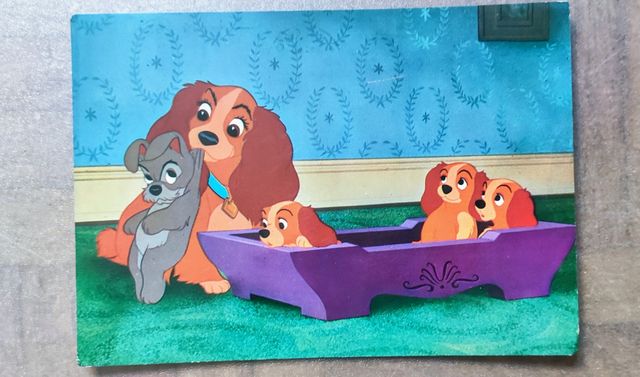 Cartolina Disney Lilly e il Vagabondo vintage