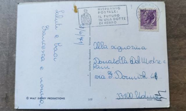 Cartolina Disney Lilly e il Vagabondo vintage