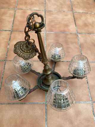 Lampara bronce antigua 5 luces