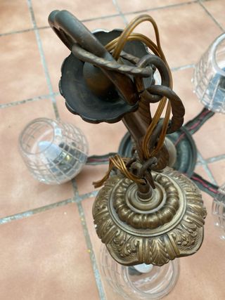 Lampara bronce antigua 5 luces