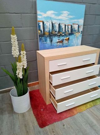Cómoda 4 cajones - Blanco/Beige + ENVIO!! 