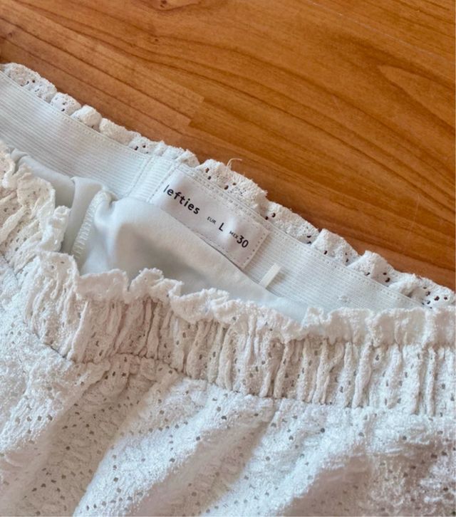 Pantalones anchos blanco mujer