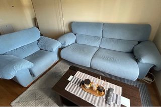 Sofá 3 plazas + sofá 1 plaza extensible azul
