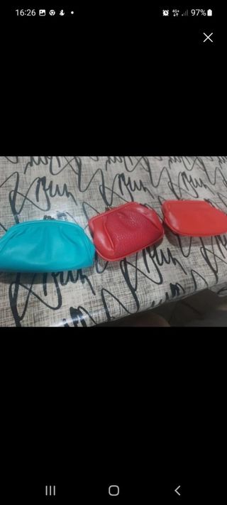 Monederos vintage: rojo y verde azulado